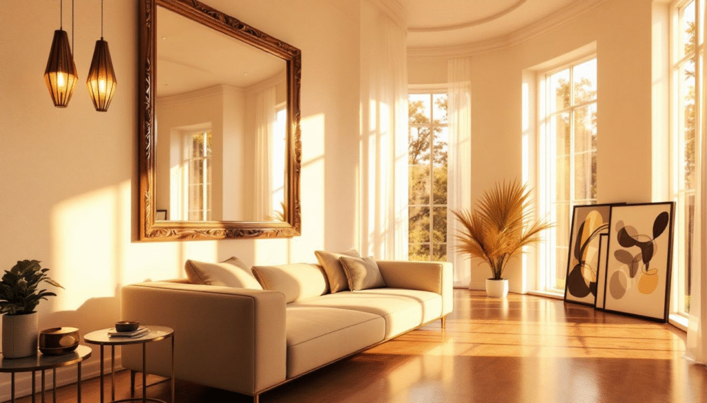 FULL LENGTH MIRROR OPPOSITE WINDOW FOR LIGHT REFLECTION