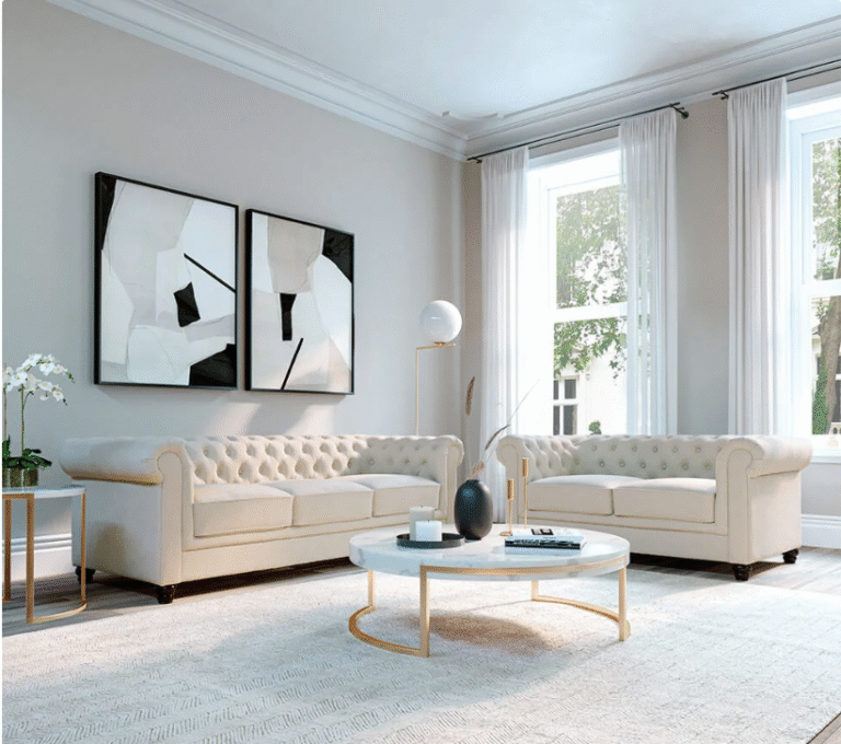 LIGHT COLOURED FURNITURE TO BRIGHTEN DIM ROOM