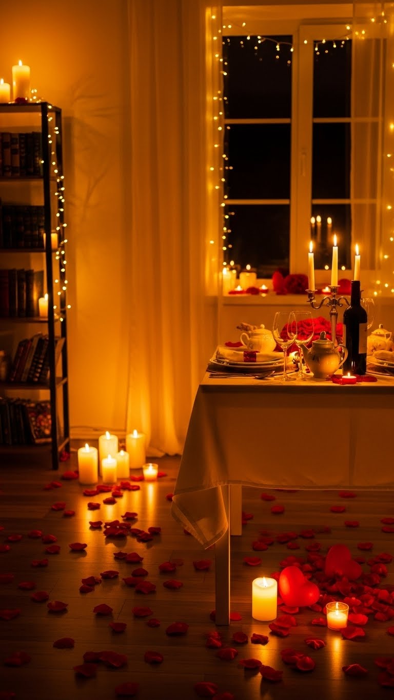 Romantic Valentine’s Day setup at home