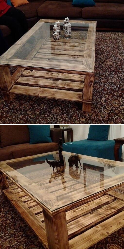 RUSTIC PALLET WOOD COFFEE TABLE DIY IDEAS