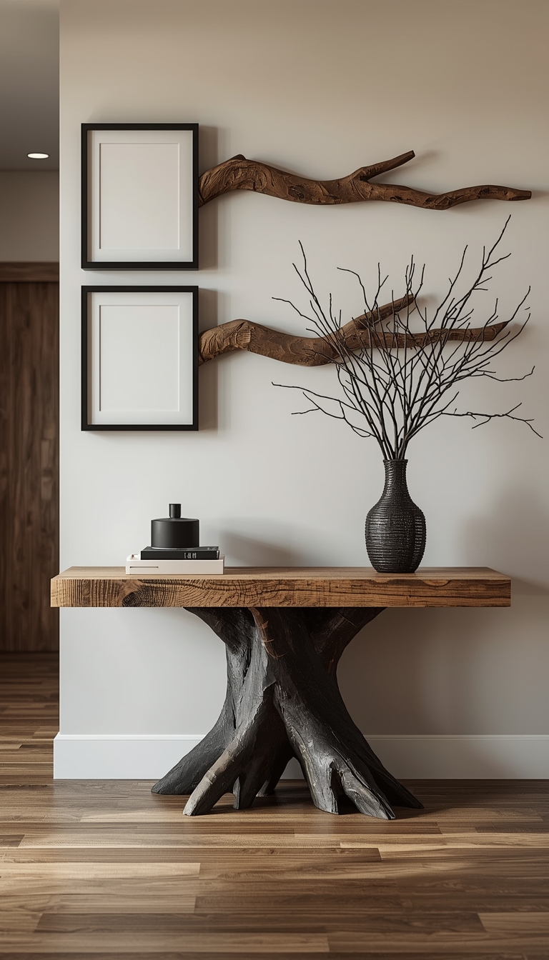 3. Modern Rustic Tree Console Table for Luxury Interior Decoration