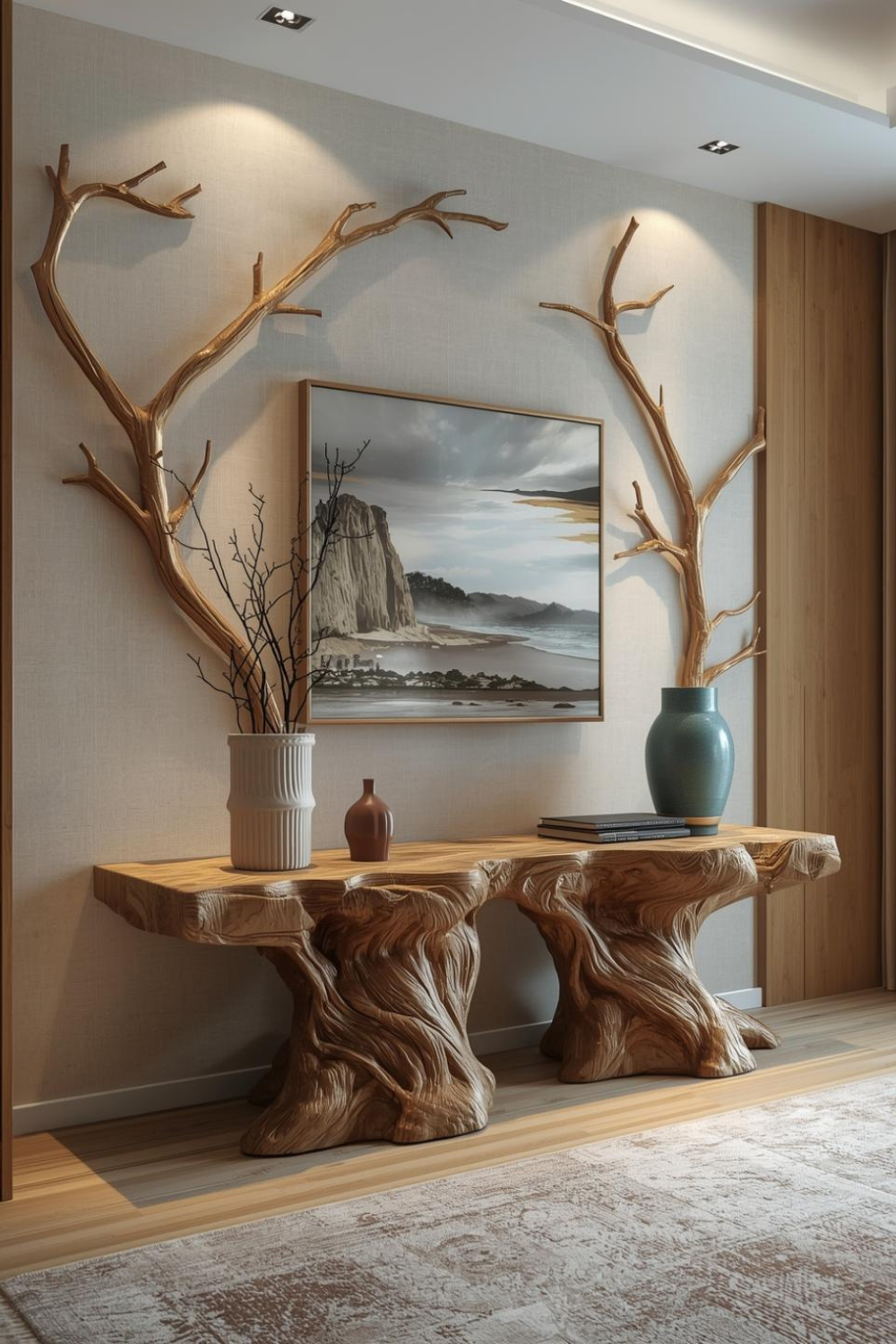 7. Unique Tree Style Wooden Console Table for Contemporary Living Spaces