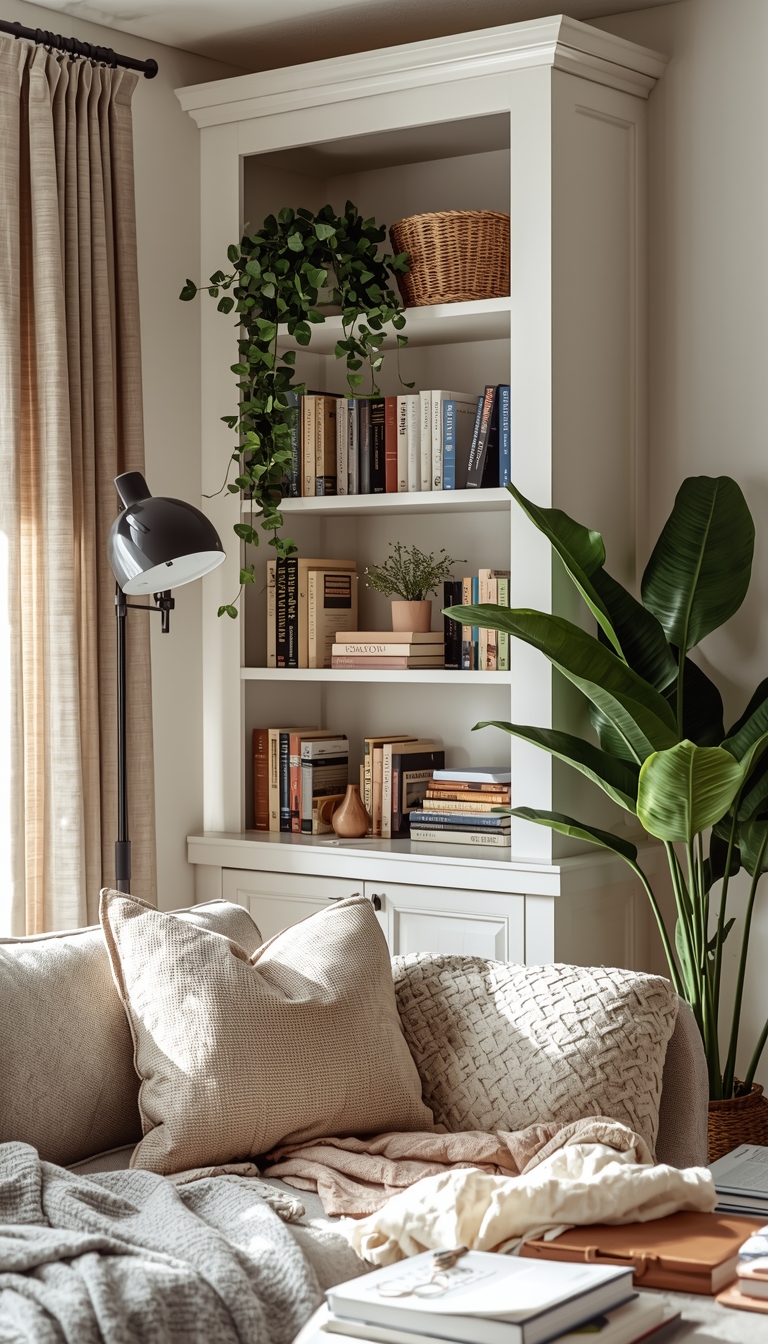 Corner Shelf Decor Ideas for a Warm Reading Corner
