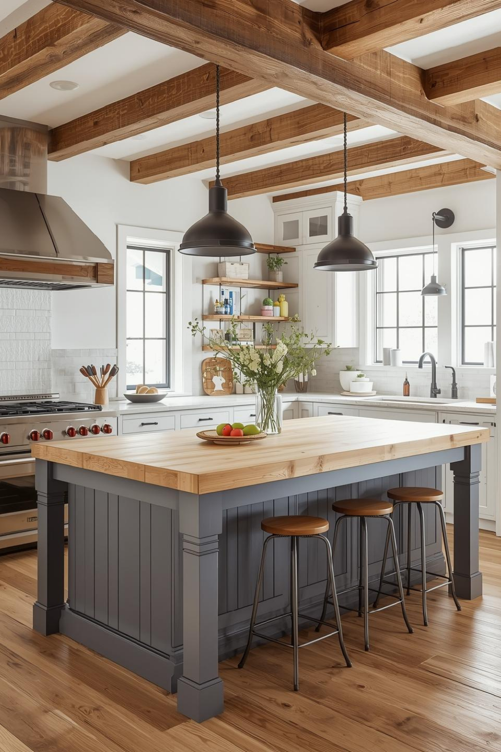 Make a Statement with an Oversized Farmhouse Kitchen Island
