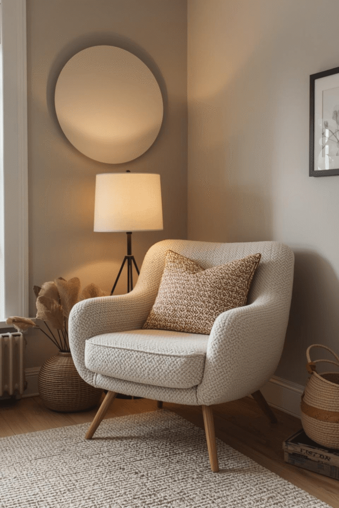 Aesthetic Reading Nook Decor with Boucle Chair Style