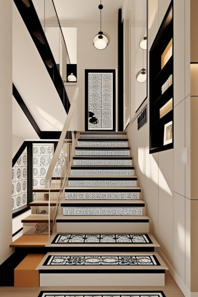 Black and White Stair Tile Ideas for a Modern Minimalist Look