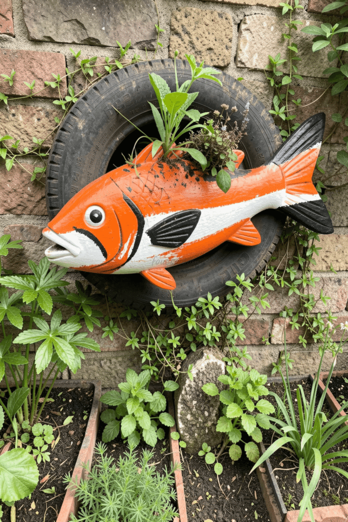 Colorful Garden Decor Ideas Using Old Tires