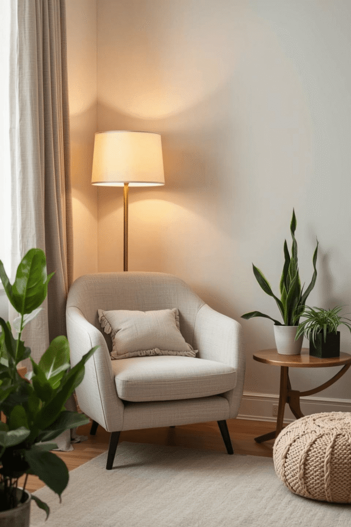 Cozy Corner Styling Ideas with Floor Lamp and Plants
