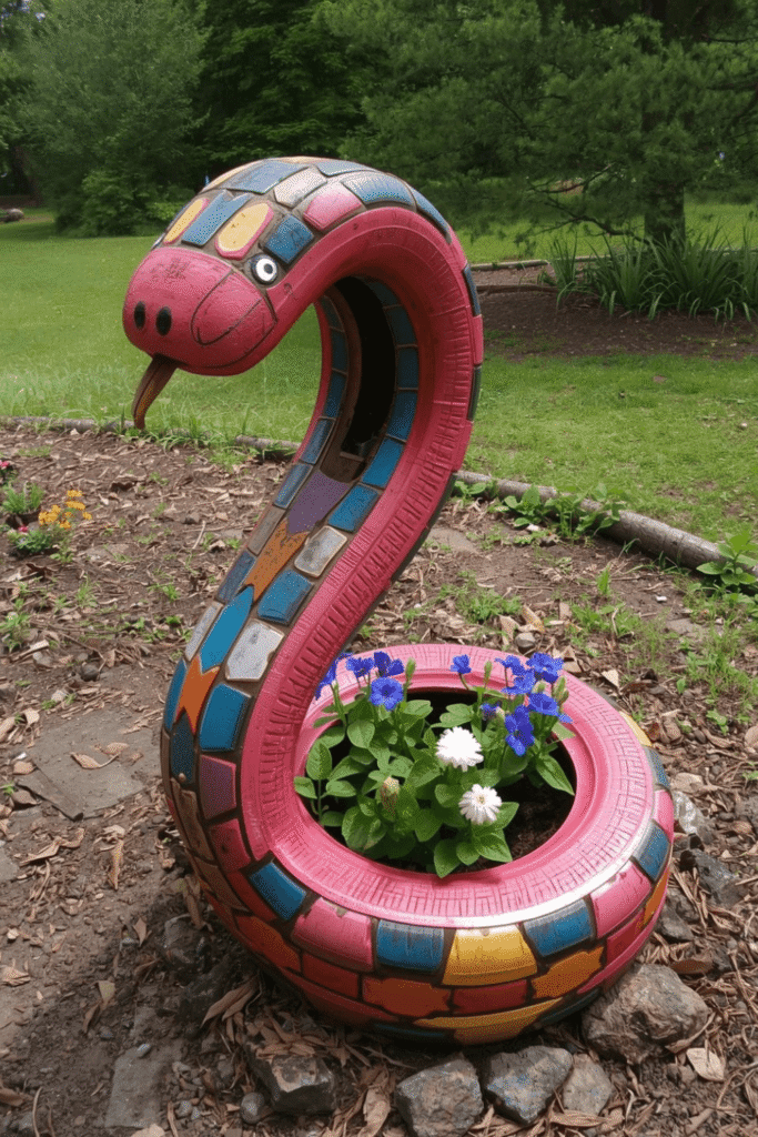 Creative Garden Planters Made from Old Tires