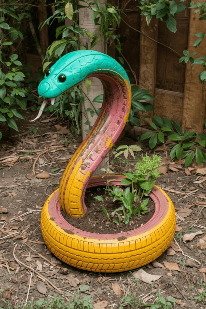 How to Make a Snake Planter Using Recycled Tires