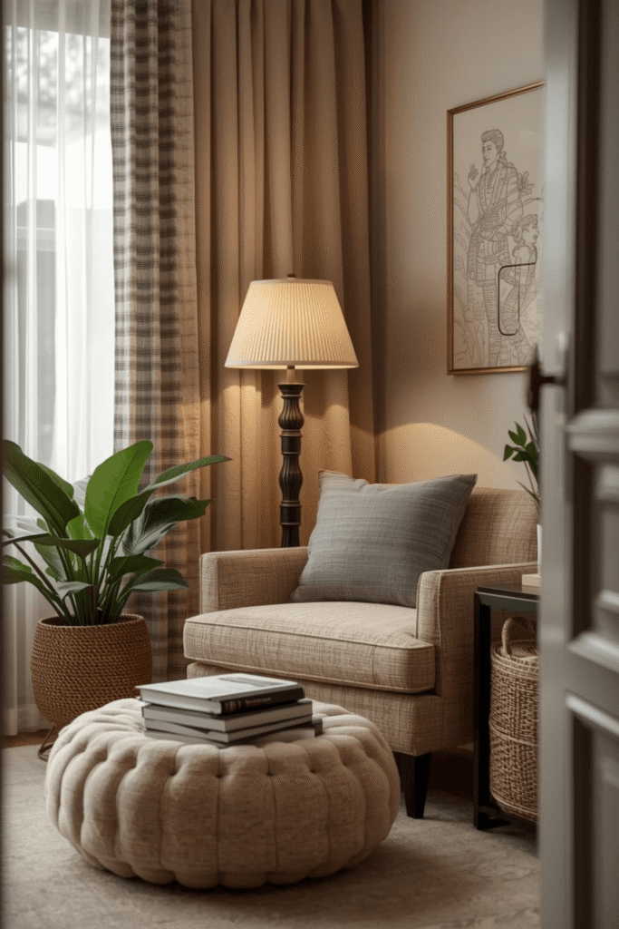 Minimalist Reading Nook Decor with Soft Textures