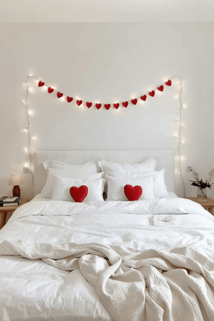 Minimalist Valentine Bedroom with Red Accents