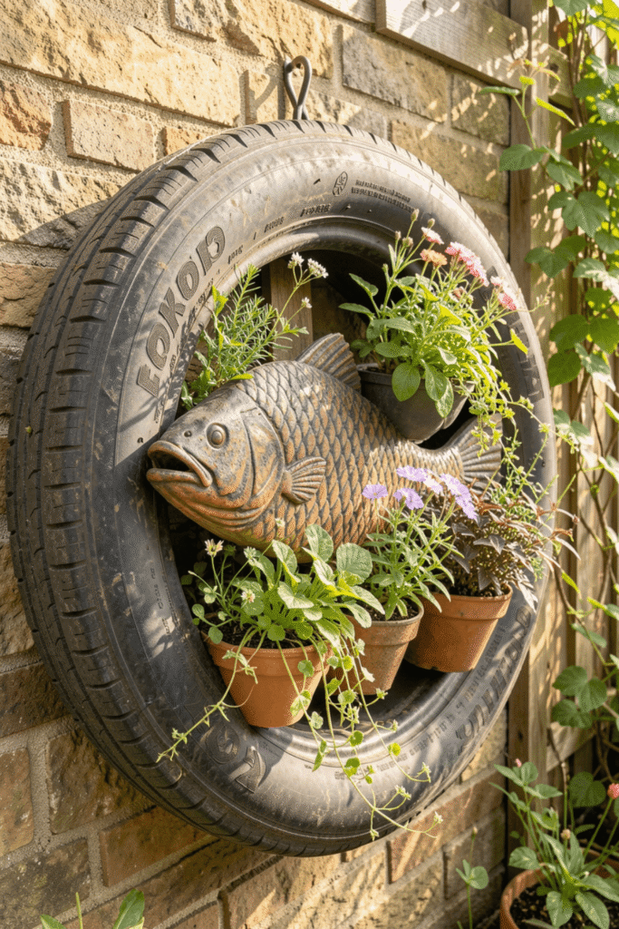 Recycled Tire Wall Planters for Eco-Friendly Gardens