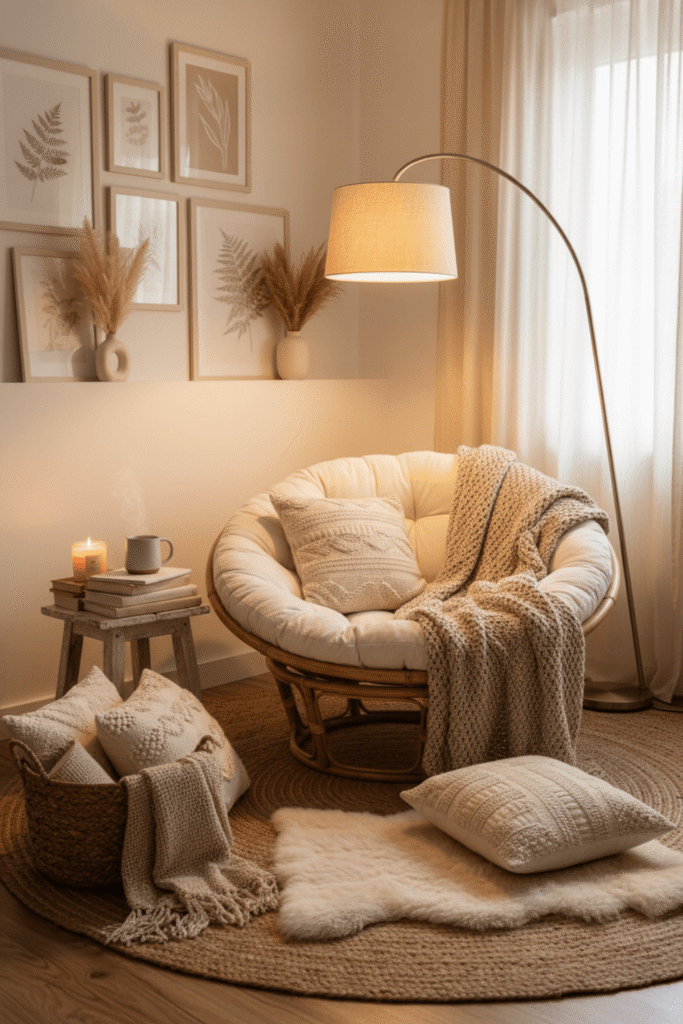 Simple Reading Nook Ideas with Neutral Tones