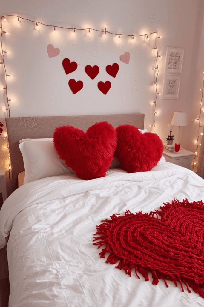 Soft Red and White Cozy Valentine Bedroom
