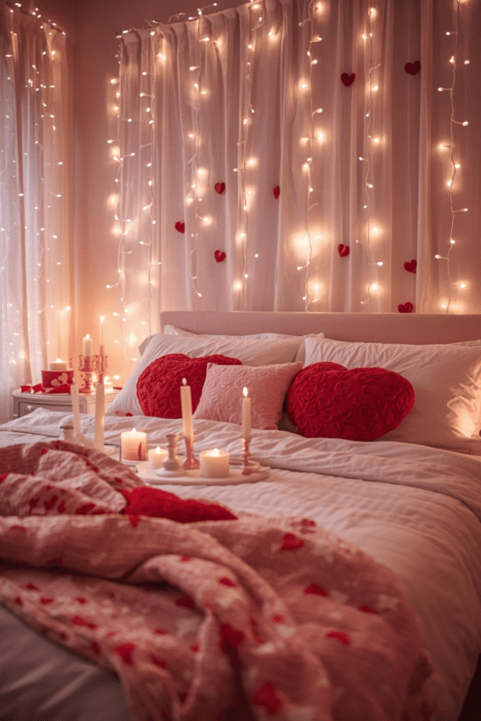 Soft Romantic Bedroom with Fairy Lights