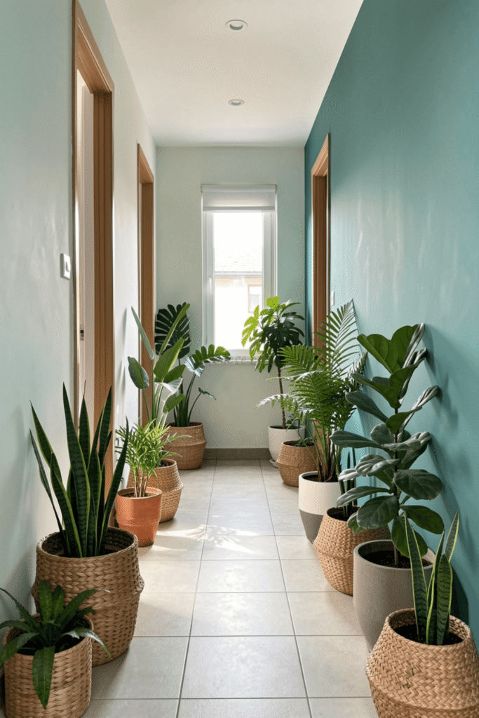 Teal Accent Wall Ideas for Boho Hallways
