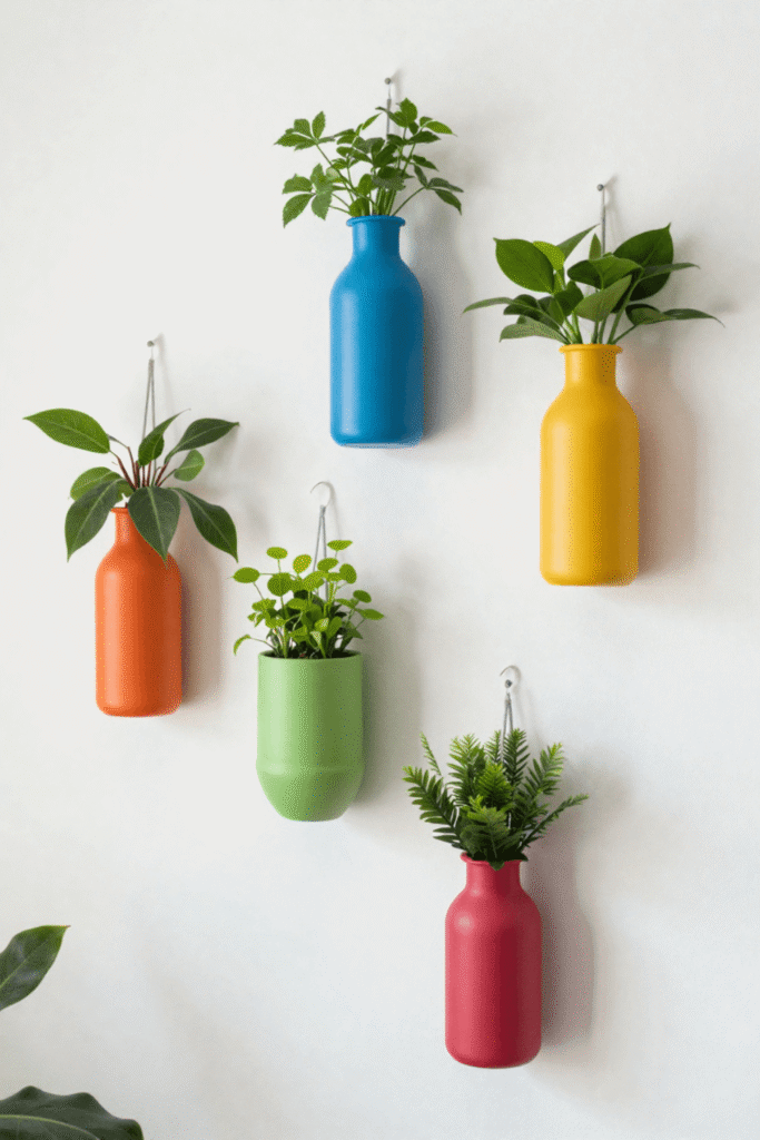Vertical Garden Ideas Using Hanging Bottle Planters