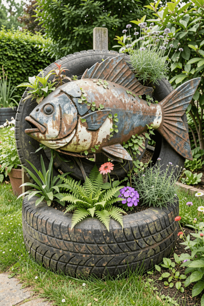 Whimsical Garden Wall Decor with Animal Planters